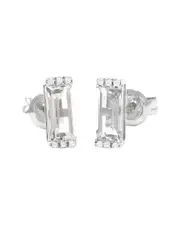 Bar 14K 1.44 ct. tw. Diamond & White Topaz Earrings