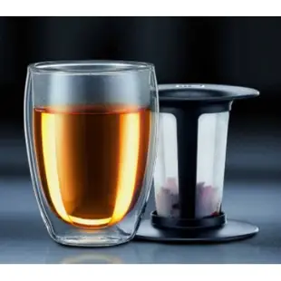 丹麥 Bodum TEA FOR ONE 350ml 黑色蓋  雙層 隔熱 玻璃杯 咖啡杯 獨享杯 keee53-01u