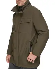 Andrew Marc Harcourt Water Resistant Full Zip Car Coat with Attached Bib