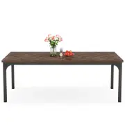 Tribesigns 70.9 Inch Farmhouse Dining Table for 6-8 Rectangular Wood Kitchen Table Brown