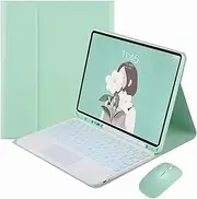 Keyboard Case for iPad Air 7th Generation 11 inch (M3) 2025, Built in Pencil Holder, Magnetic Detachable Wireless Backlit Keyboard with Bluetooth Mouse,Green