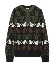 Burberry Pattern Intarsia-Knit Crewneck Jumper L Black
