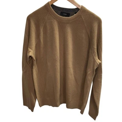 New Vince Crew Neck Cashmere Sweater Men's Large Camel Tan Luxury Classic Preppy