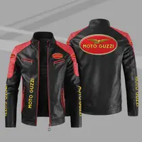 在飛比找蝦皮商城精選優惠-moto guzzi車標LOGO外套 PU印花皮衣 騎行夾克