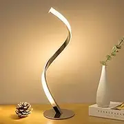 Modern Spiral LED Table Lamp for Bedroom Living Room Office, Touch Control Desk Lamp Fully Stepless Dimmable, Warm White 3000K Bedside Lamps of Stainless Steel, 1.8m Cable, 5W 450LM Nightstand Lamps