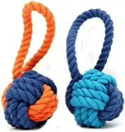 Dog Ball Toy,Dog Interactive Rope Chew Toys Durable Teeth Throw and Tug War Play