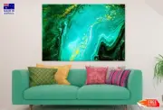 Green & Gold Abstract Marble Wall Canvas Home Decor Australian Made Quality