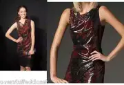 NWT $698 ELIE TAHARI Lori Sequin Shift Dress China Red