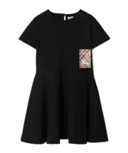 Burberry Kids Check Label Crewneck Flared Dress 8Y,12Y,10Y black