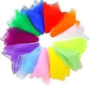 Fanshiontide Pack of 12 Juggling Cloths, 60 x 60 cm, Square Colourful Dance Chiffon Cloths, Nursery Children's Show & Adults, Performance Dance Cloths, Scarves for Dancing, Juggling and Sensory