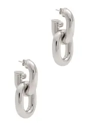 Paco Rabanne XL Link Hoop Earrings, Hoop Earrings, Silver - One Size One Size