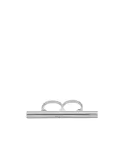Alexander McQueen Cross-Bar Double Ring S Gray
