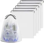 [Ruinous] 5 Pack Portable Shoe Bags Travel, Transparent Travel Shoe Bag Storage Bag, Waterproof Dustproof Drawstring Travel Shoe Bag for Men Women