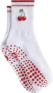 [GlimmerStyle] 1 Pair Non-slip Sports Socks with Silicone, Women's White Sneaker Socks, Running Socks