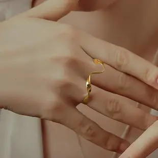【Olivia Yao Jewellery】歐美設計感 金色緞帶曲線雙指戒(Espacio Collection/開放式戒圍)