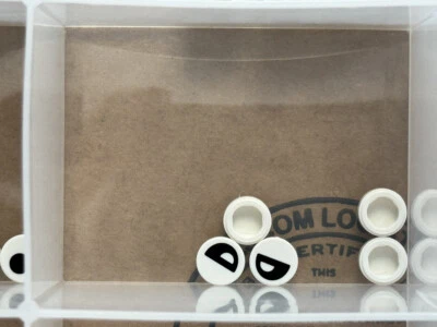 LEGO Parts - White Tile, Round 1 x 1 Eye Partially Closed - No 98138 - QTY 5