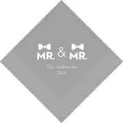 300 Mr & Mr Double Bowtie Gay Two Grooms Personalized Wedding Luncheon Napkins