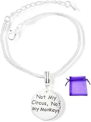 [Emerald Park Jewelry] Not my Circus Not My Monkeys Text Sayings Snake Chain Charm Bracelet