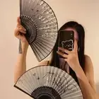 Bamboo Hand Held Fan Chinese Style Dance Fan Elegent Antique Folding Fan