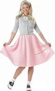 1950s Pink Sock Hops Hairspray Rock Roll Retro Womens Costume Poodle Skirt XL