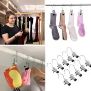 10x Metal Coat Hangers Single Clip with Hanging Hook for Scarf Belt Glove Shoe