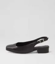 New Django & Juliette Bekasi Black Leather Pump Heels Womens Shoes Casual