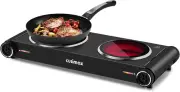 Hot Plate,Portable Electric Stove Top Burner,1800W Double Infrared Cooktop for C