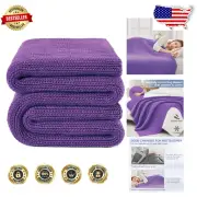 Handmade Knitted Weighted Blanket - 60"x80" Cooling Throw for Hot Sleepers