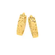 9ct Gold 10mm Diamond-cut Sparkle Huggie Earrings
