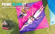 BASE CAMP Camping Blanket, 9.6'X9.6' 2-8 Adults Sandproof Picnic Blanket Purple