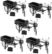 HOLIDYOYO 5 Sets Vintage Car Model Electric Bike Tricycles Miniatures Tricycle Model Ornament Home Tricycle Statue Vintage Style Bike Adornment Tricycle Bike Model Craft Iron Black