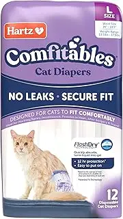 Hartz Disposable Cat Diapers, Easy to Put On, Comfortable & Secure Fit for 12 Hours Leak Protection, Multiple Sizes