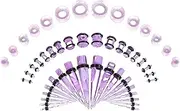 [Memsion] Ear Stretching Kit Gauges for Ears 50Pcs 14G-00G Ear Gauges Expander Set Acrylic Ear Tapers and Plugs Body Piercing Piercing Kits