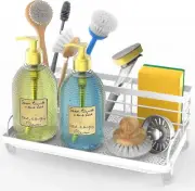 Cisily Kitchen Sink Caddy Organizer, Rustproof Non-Slip Soap Dish White