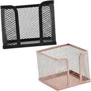 SHOWERORO 2Pcs Memo Pad Holder Desktop Notepad Container Mesh Memo Dispenser Napkin Organizer for Office School Home Use Stylish Design
