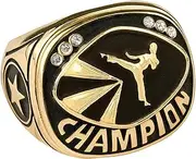 Express Medals Champion Martial Arts Karate Judo Trophy Ring in Sizes 6 to 15 with Award Display Stand Case and Neck Display Ball Style Chain