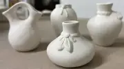 MINI SOUTHWEST Ceramic Bisque POT Set(4pc)Indian Vases •Feathers•Ready 2 Paint•
