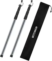 KOMCLUB Telescoping Tarp Poles 4 Section Adjustable Tent Poles for Tarp, Portable & 98.5in Lightweight Aluminum Tent Accessories Set of 2 &1 Bag (Gray)