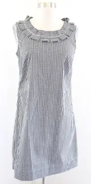 NWT Talbots Black White Gingham Plaid Ruffle Pleated Collar Shift Dress Size 2P