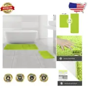 Elegant Plush Bath Rug Set - Super Soft & Absorbent Chenille 2-Piece, Lime Green