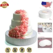 Sturdy 3-Tier Silver Cake Stand - Lightweight with Faux Rhinestones for Events
