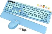 Wireless Keyboard and Mouse - Typewriter Keyboard with Detachable Wrist Rest