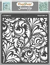 CrafTreat Leaf Stencils for Painting on Canvas, Wallart, Bullet Journal Notebook and Scrapbook - VINTAGE FERN PATTERN STENCILS - 6"X6" Home Decor Stencils - Reusable DIY Stencil Arts & Crafts Supplies