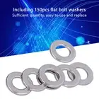 150Pcs Flat Washers Assortment Kit A2‑70 Stainless Steel Bolts Washer