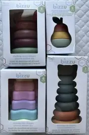 BIZZU Teether Toy Stacking Four Shapes Silicone Baby 24 teether pieces