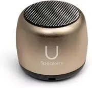Fashionit U Micro Speaker | Coin-Sized Portable Wireless Bluetooth 5.0 with Built-in Mic & Remote Shutter | Perfect Little Speaker for Home, Parties, Activities! Tiny Device, Rich Sound | Gold