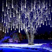 Christmas Lights Outdoor, 8 Tubes Meteor Shower Lights LED Snow Falling Icicle C