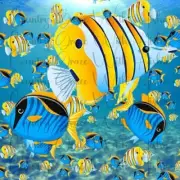 20oz Skinny Tumbler Sublimation Transfer Print Blue Fish Ocean Ready To Press