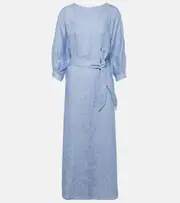 [Loro Piana] Loro Piana Mina linen midi dress AU 18 blue