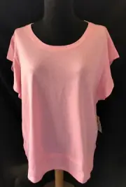 Muk Luks Pink Short Flutter Sleeve Cotton Blend Sleep Tee - Size XL NWT!